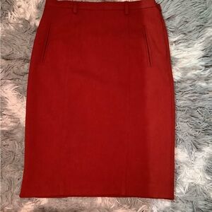 Red pencil skirt with front pockets